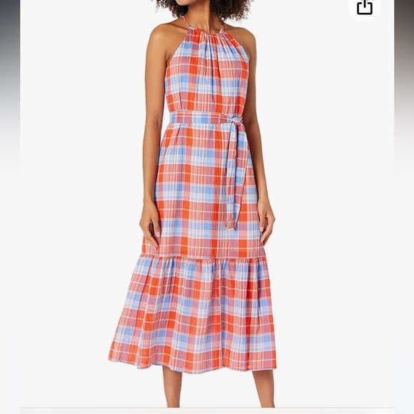 Tommy Hilfiger Red and Blue Plaid Maxi Dress - Picture 9 of 11